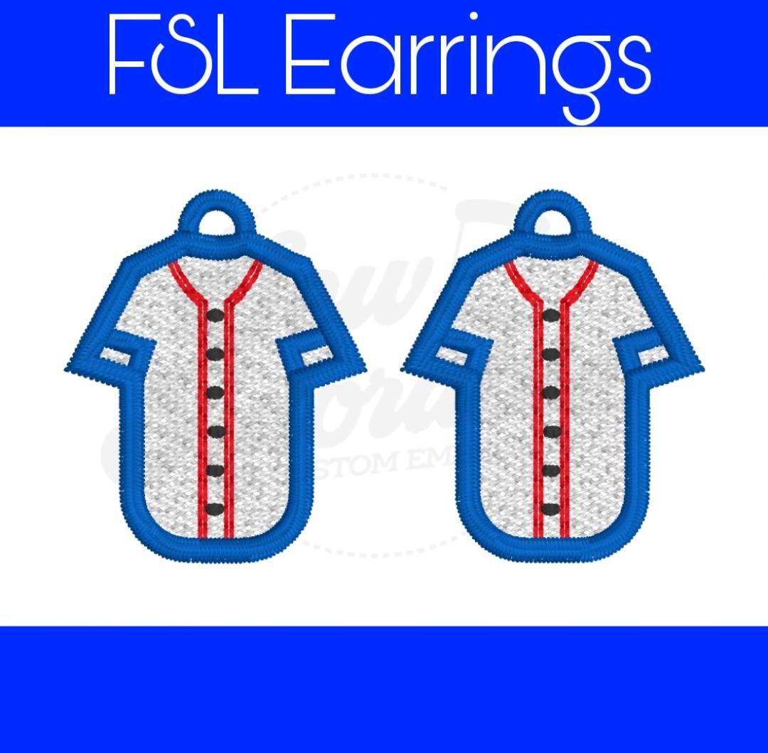 FSL Baseball Jersey Earrings-Digital Download- Machine Embroidery