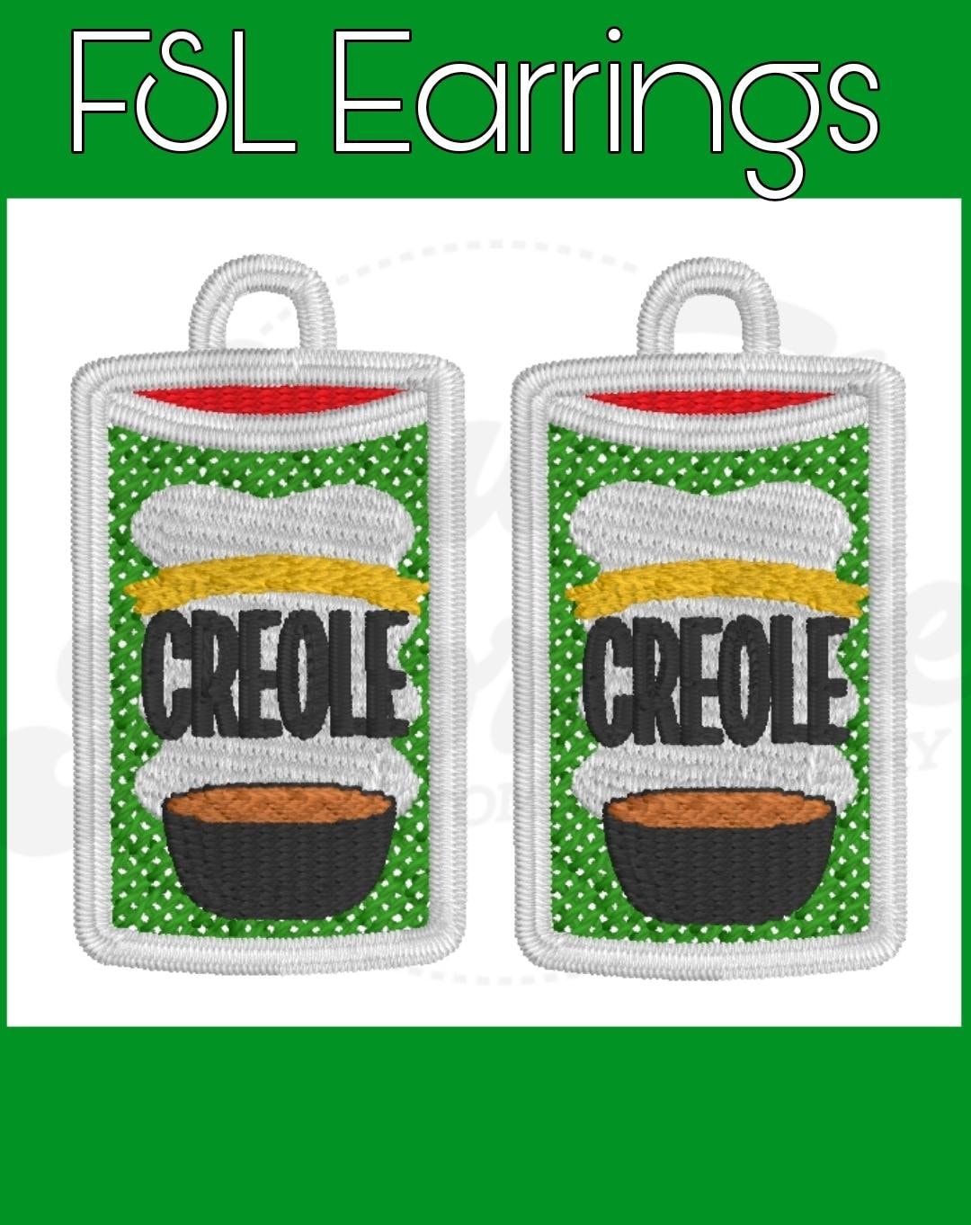 FSL Cajun Seasoning Earrings-Digital Design-Machine Embroidery