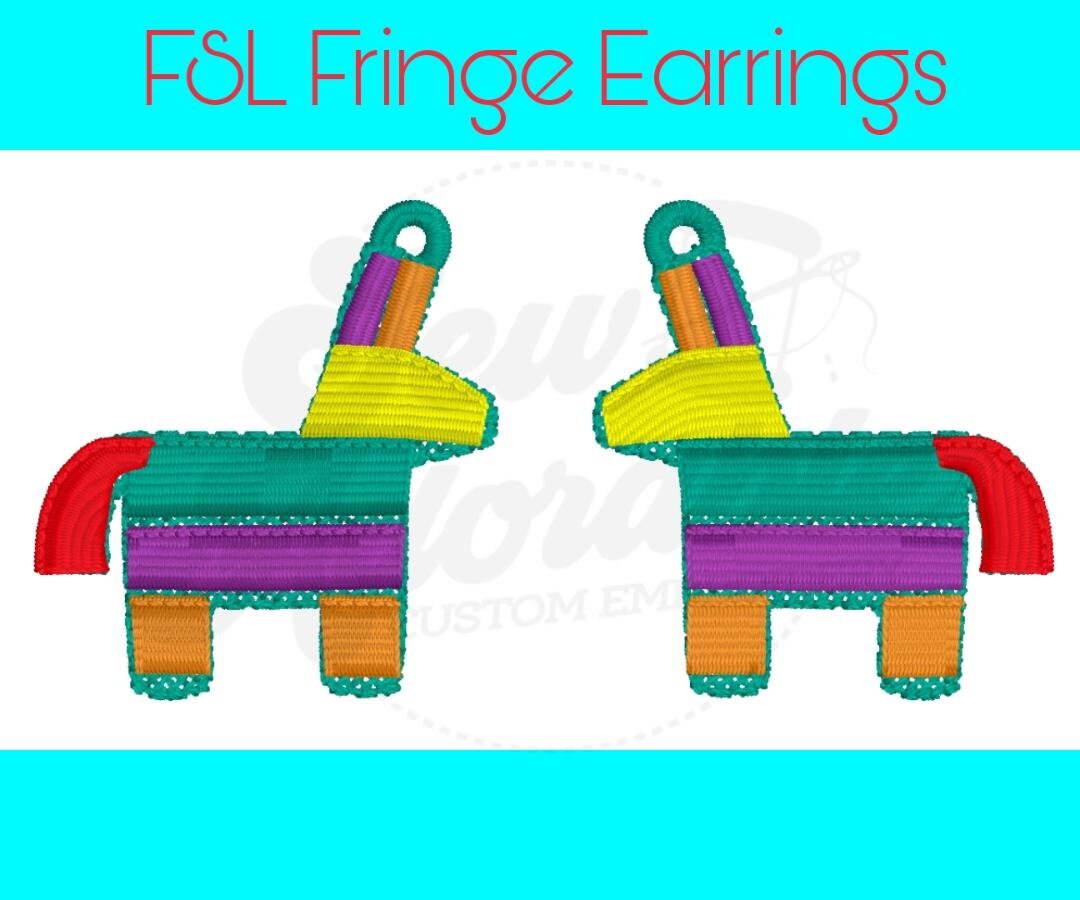 FSL Pinata Earrings - Cinco De Mayo - Digital Design - Machine Embroidery - Freestanding Lace