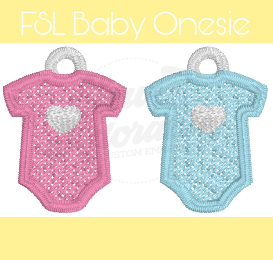 FSL Baby Onesie Earrings -Baby Shower - Gender Reveal - Machine Embroidery - Digital Design - Freestanding Lace