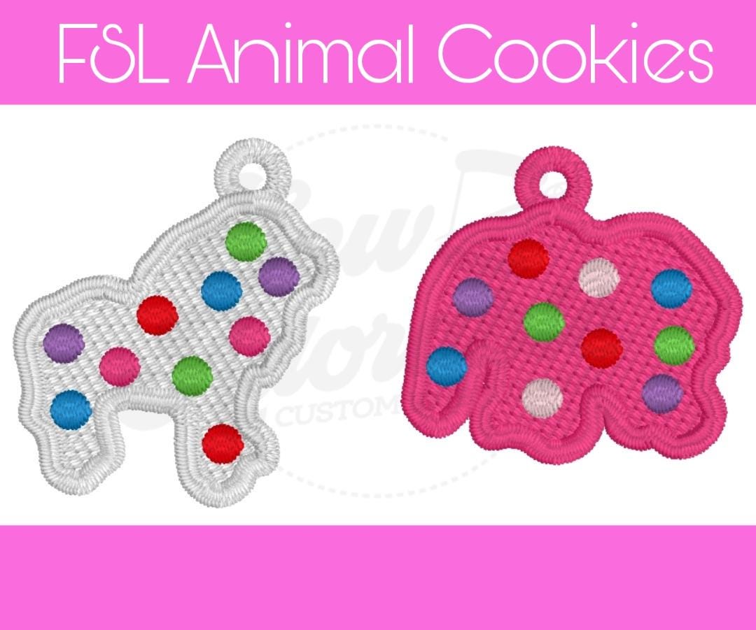 FSL Animal Cookie Earrings - Machine Embroidery - Digital Design - Freestanding Lace