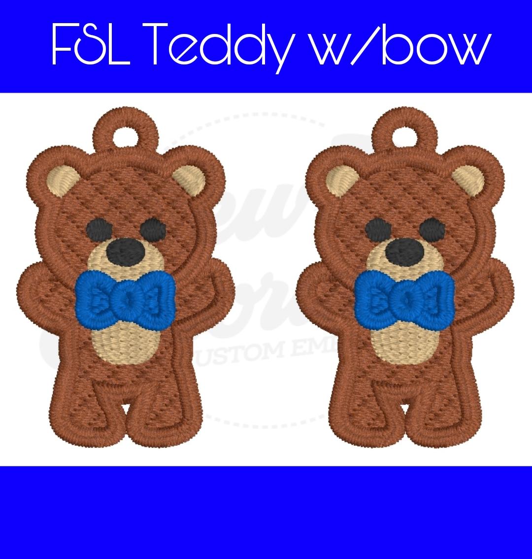 FSL Teddy Bear w/Bow Earrings