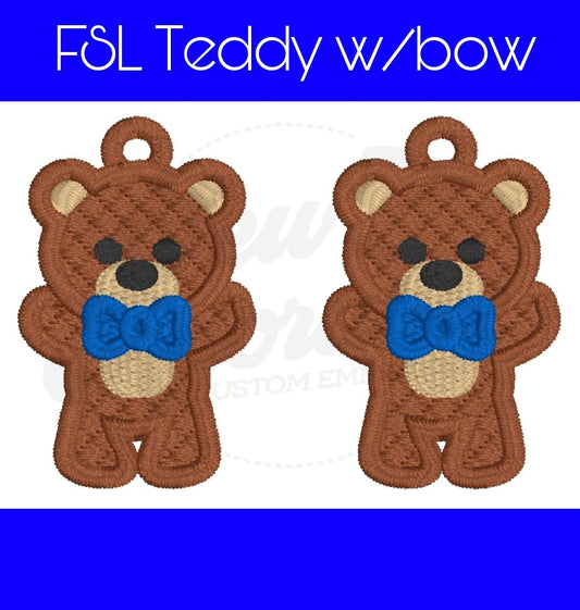 FSL Teddy Bear w/Bow Earrings