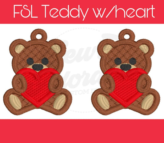 FSL Teddy Bear w/Heart Earrings