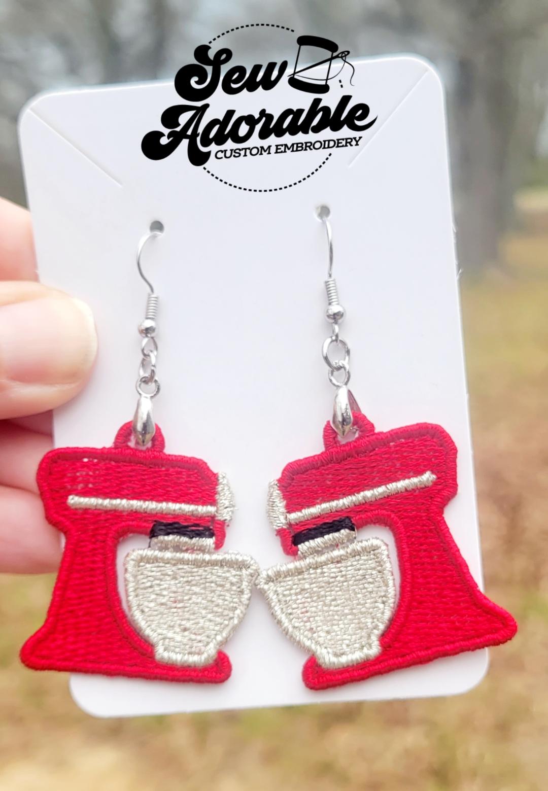 FSL Kitchen Mixer Earrings – Sew Adorable Embroidery