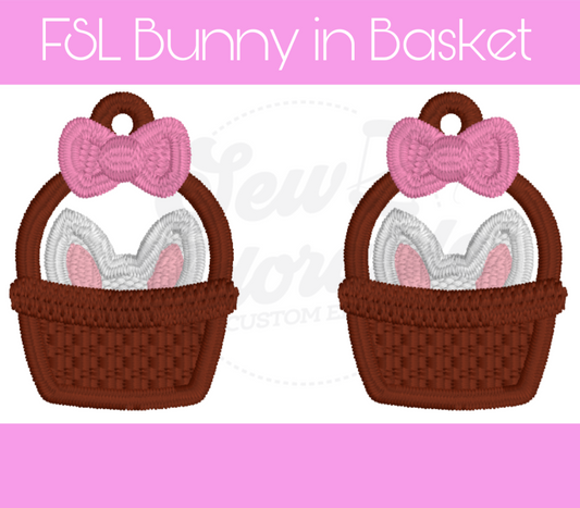 FSL Bunny In Basket Earrings