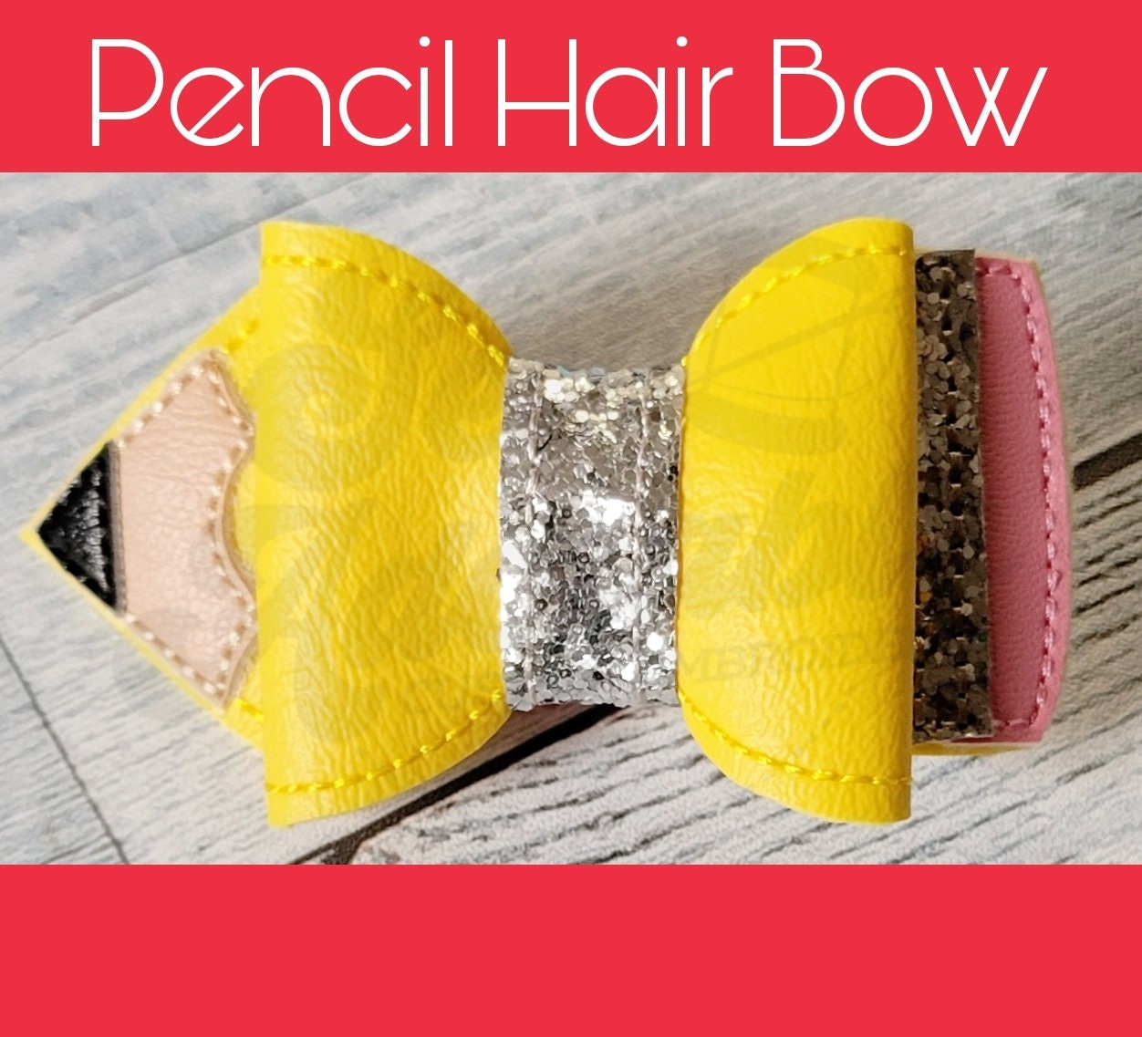 ITH Pencil Hair Bow- Machine Embroidery- Digital Design- In the hoop- Back to school