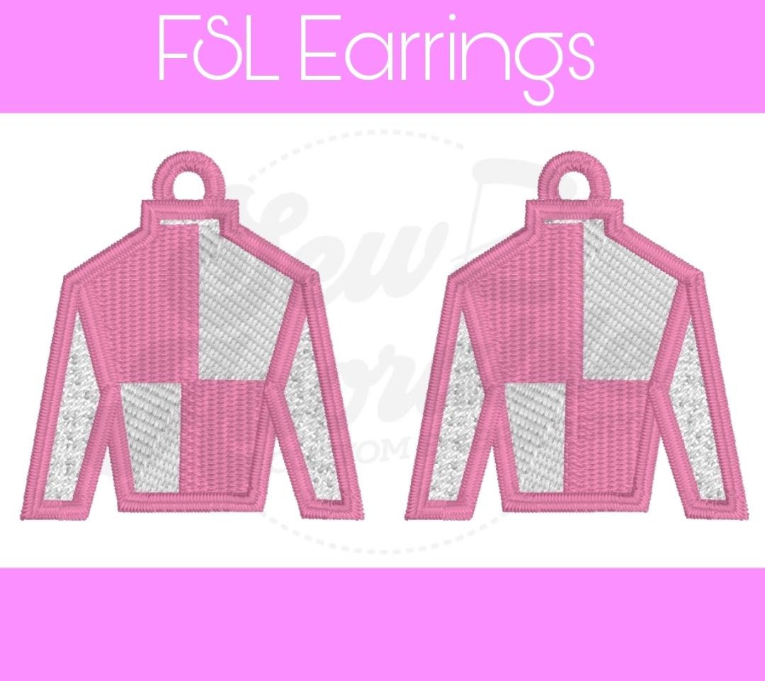 FSL Kentucky Derby Earrings - Digital Design - Machine Embroidery - Freestanding Lace