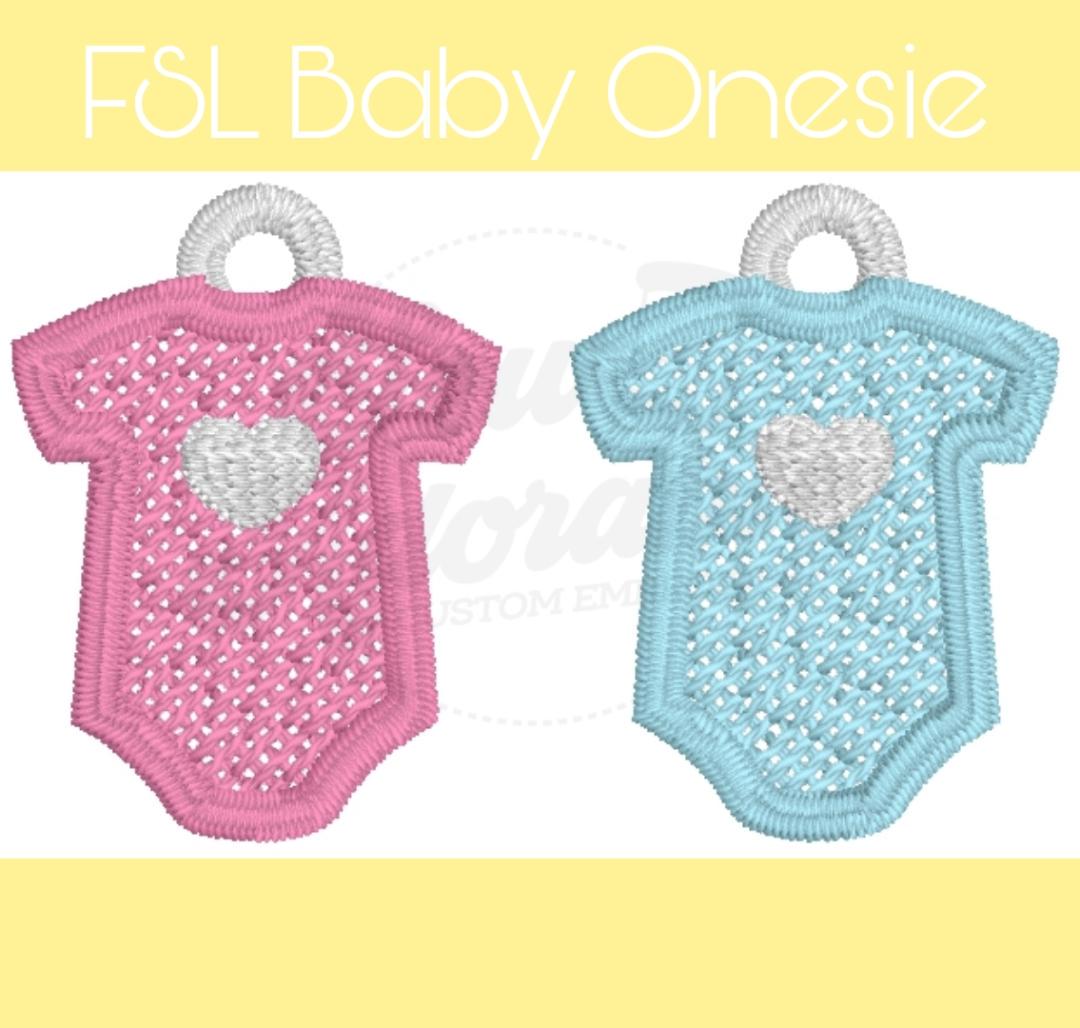 FSL Baby Onesie Earrings -Baby Shower - Gender Reveal - Machine Embroidery - Digital Design - Freestanding Lace