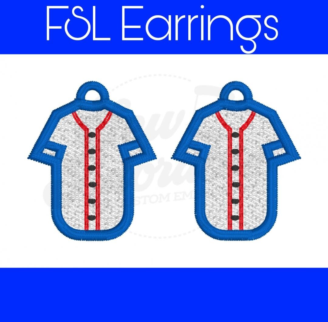 FSL Baseball Jersey Earrings-Digital Download- Machine Embroidery