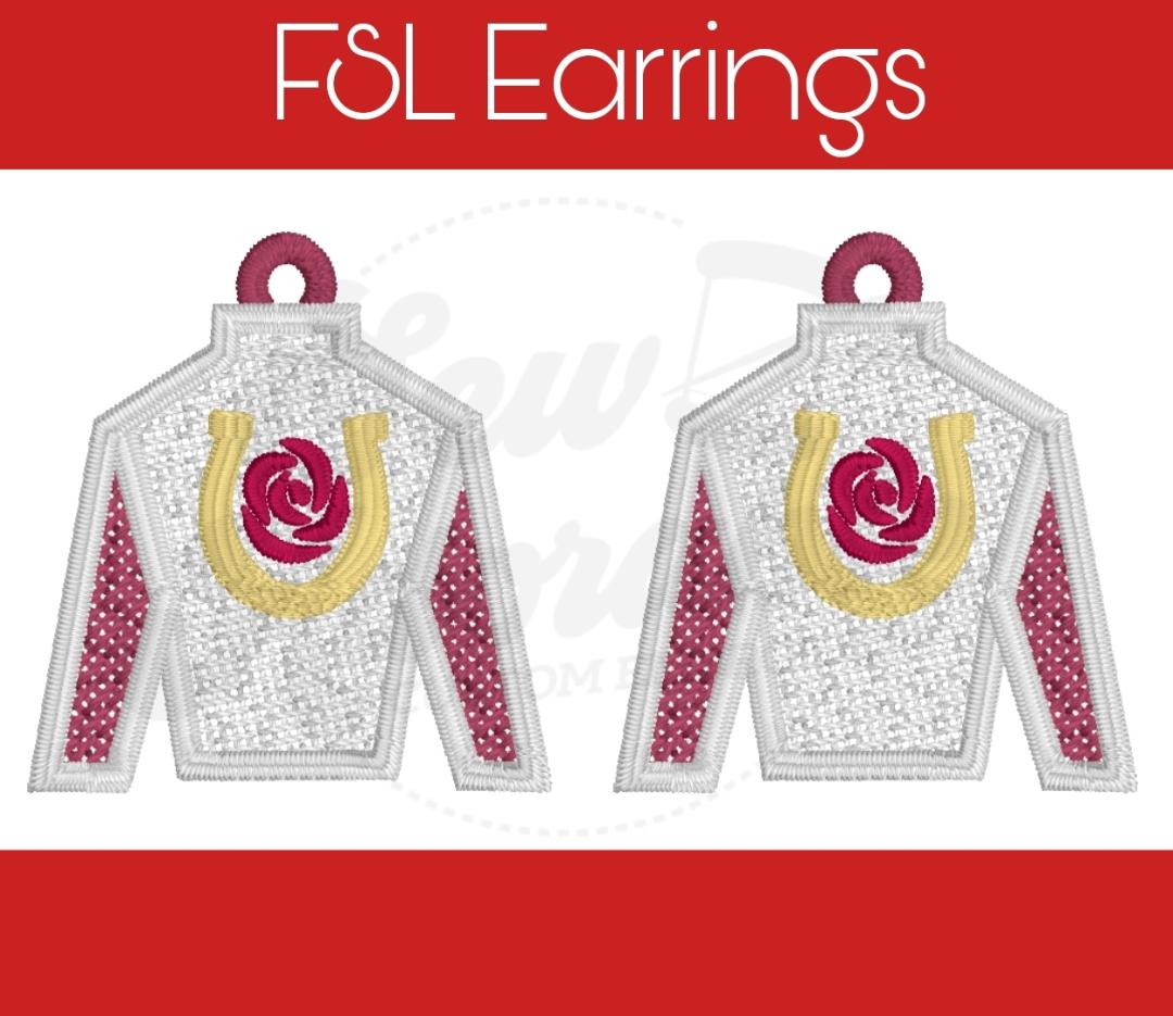 FSL Kentucky Derby Rose Jockey Silk Earrings