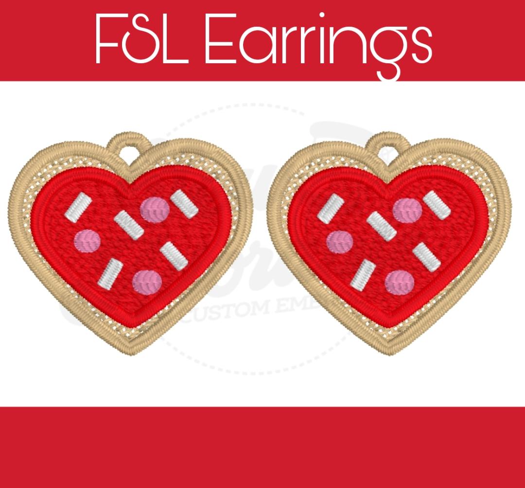 FSL Valentine Heart Cookie Earrings