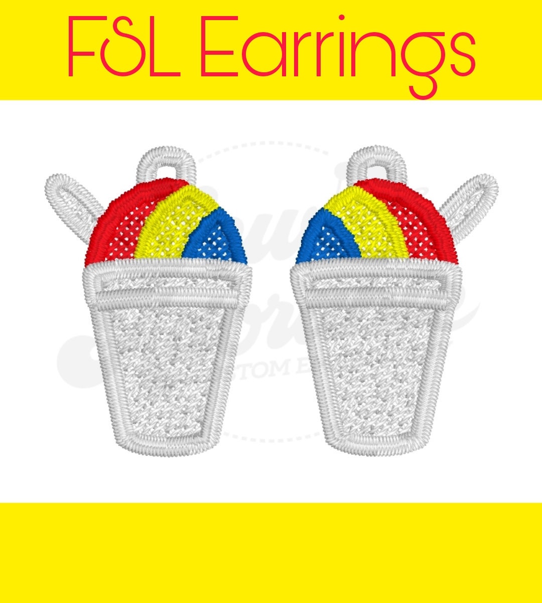 FSL Snowcone Earrings-Digital Design-Machine Embroidery