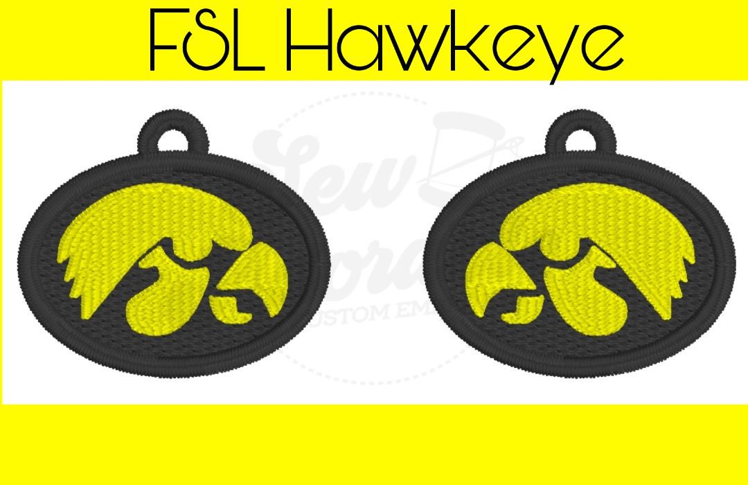 FSL Iowa Hawkeye Earrings - Machine Embroidery - Digital Design - Freestanding Lace