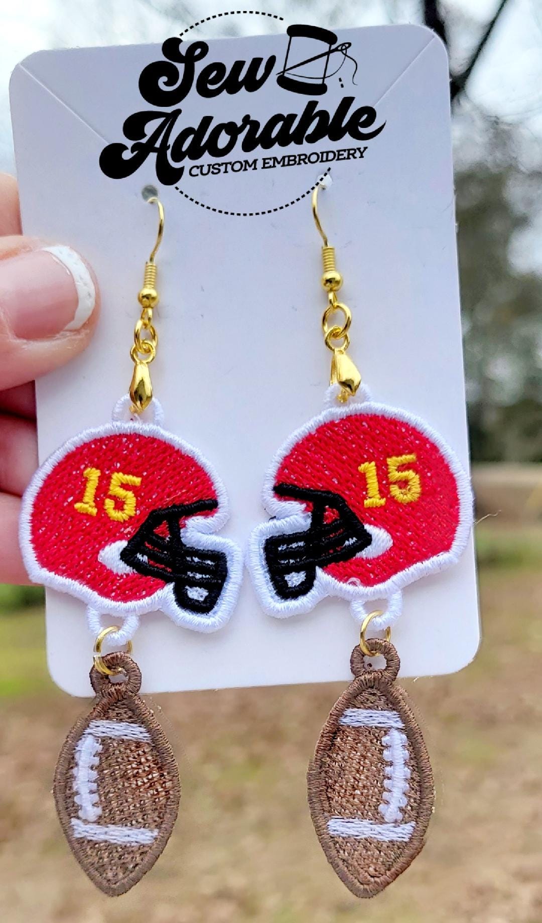 FSL Football & Helmet Earring Bundle - Machine Embroidery - Digital Design - Freestanding Lace