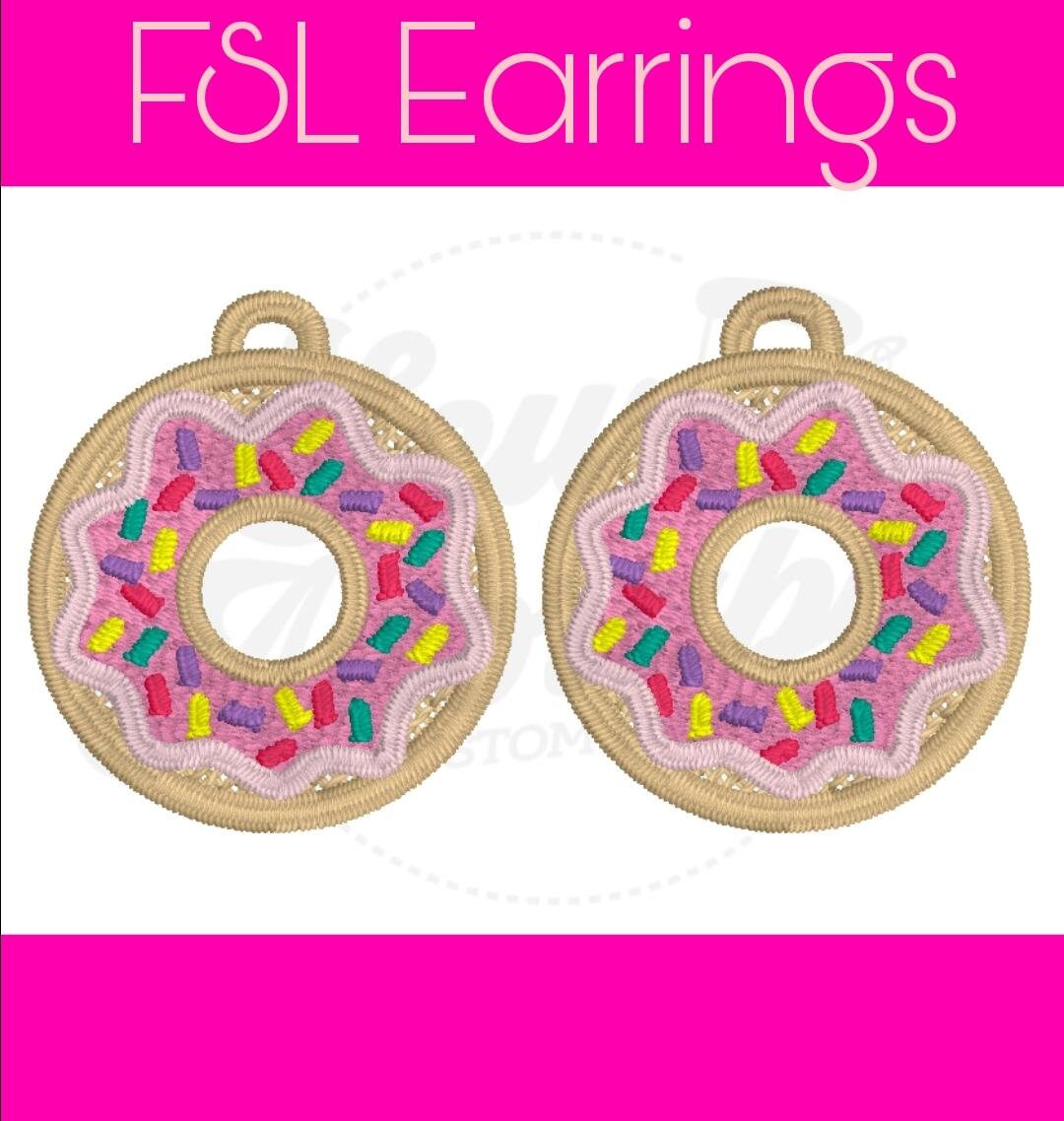 FSL Donut Earrings-Digital Design-Machine Embroidery