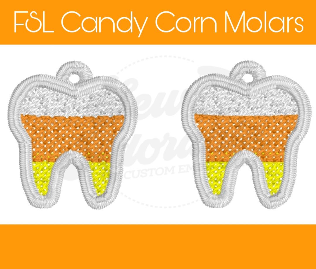 FSL Molar Tooth Earrings - Machine Embroidery - Halloween - Digital Design - Freestanding Lace