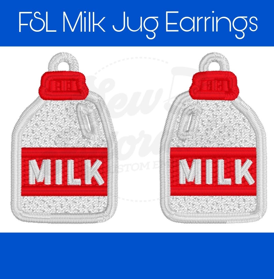 FSL Milk Jug earrings - Machine Embroidery - Digital Design - Freestanding Lace