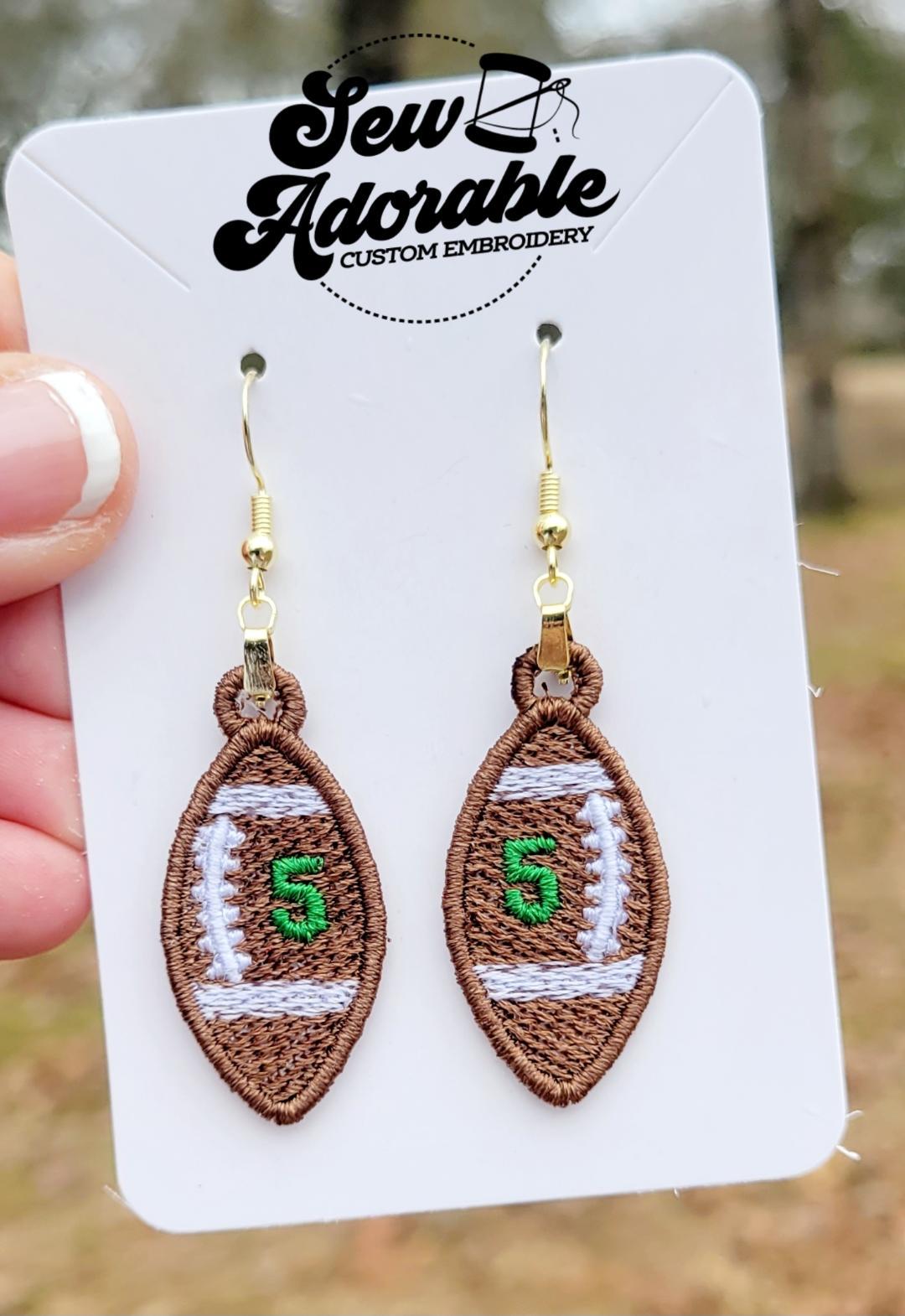 FSL Football & Helmet Earring Bundle - Machine Embroidery - Digital Design - Freestanding Lace