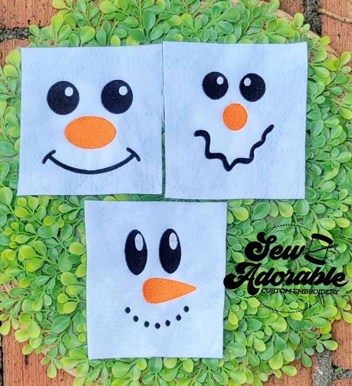 Snowman Faces - Machine Embroidery- Digital Design- Embroidery Files