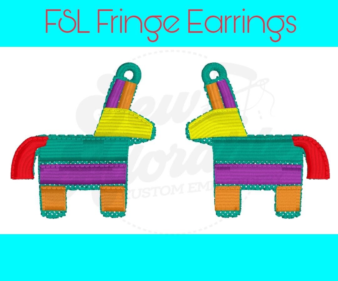 FSL Pinata Earrings - Cinco De Mayo -  Digital Design - Machine Embroidery - Freestanding Lace