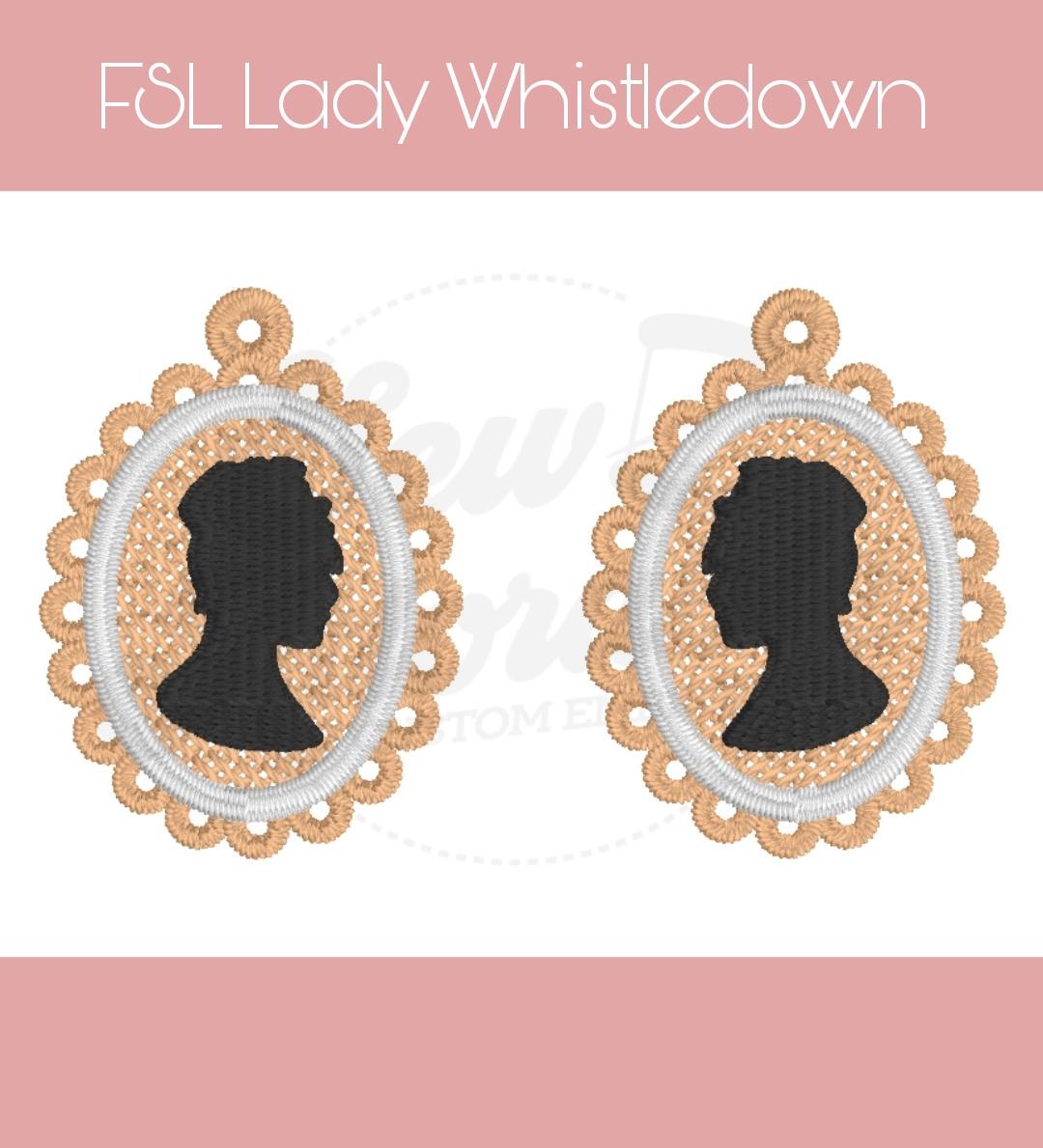 FSL Lady Whistledown Earrings - Machine Embroidery - Digital Design - Freestanding Lace