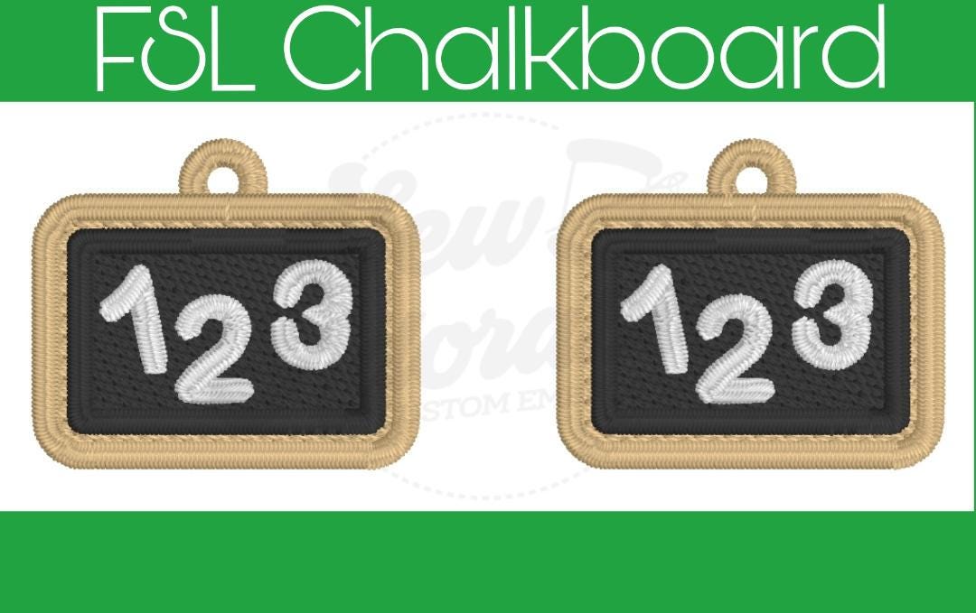 FSL School Chalkboard Earrings - Machine Embroidery - Digital Design - Freestanding Lace