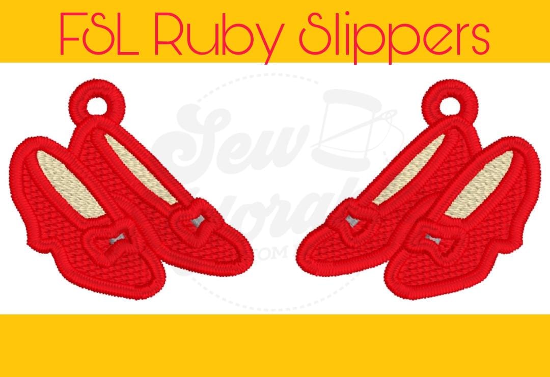 FSL Ruby Slippers - Wizard of Oz - Machine Embroidery - Digital Design - Freestanding Lace