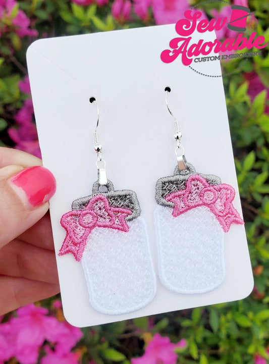 FSL Mason Jar Earrings-Digital Design-Machine Embroidery