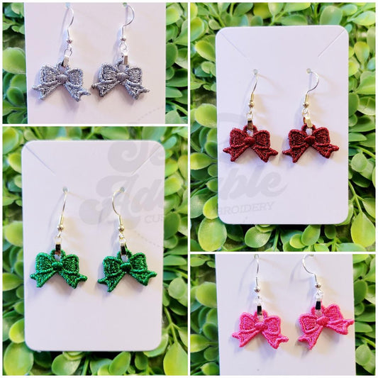 FSL Mini Bow Earrings - Machine Embroidery - Digital Design - Freestanding Lace