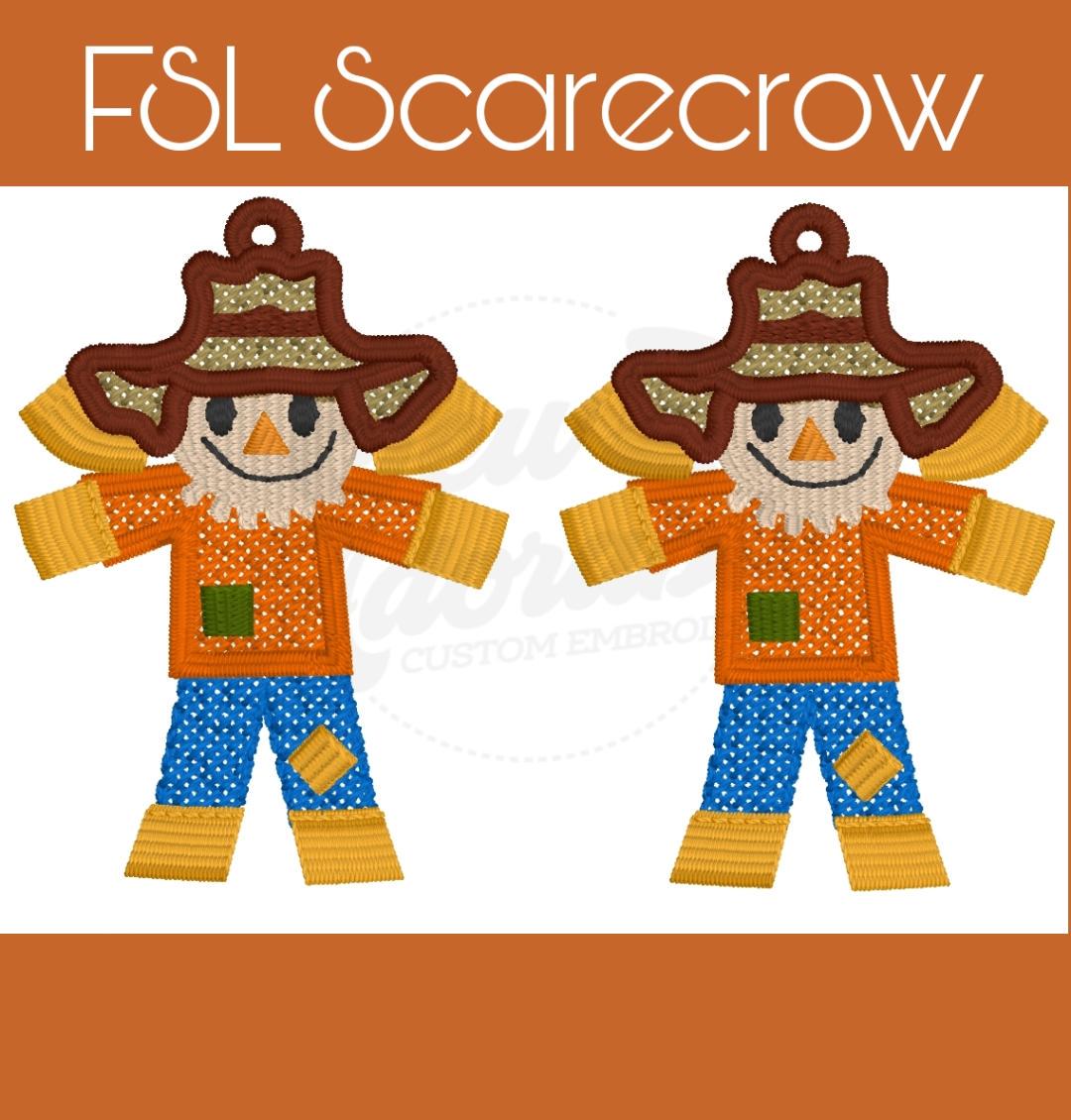 FSL Scarecrow Earrings - Machine Embroidery- Freestanding Lace - Digital Design