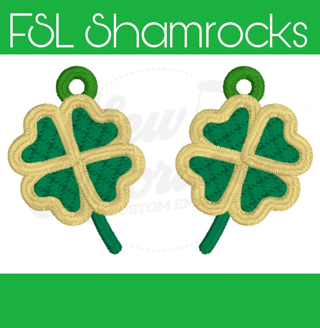 FSL Shamrock Earrings - Machine Embroidery - Digital Design - Freestanding Lace