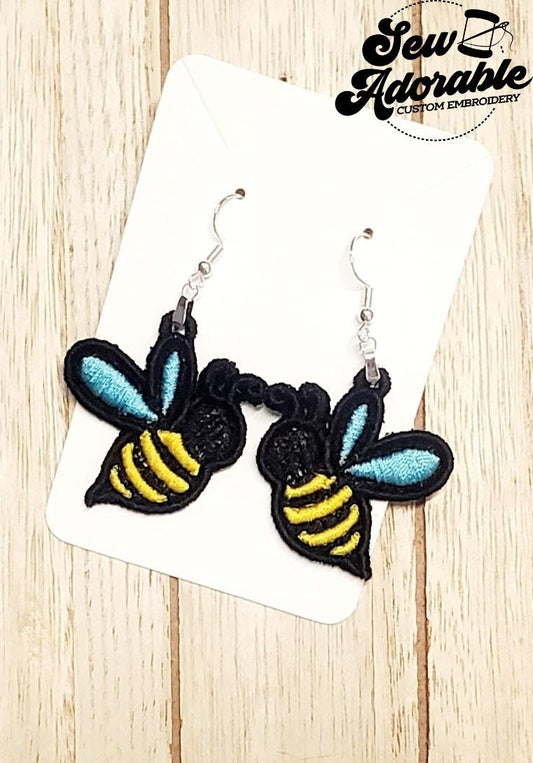 FSL Bee Earrings-Digital Design-Machine Embroidery