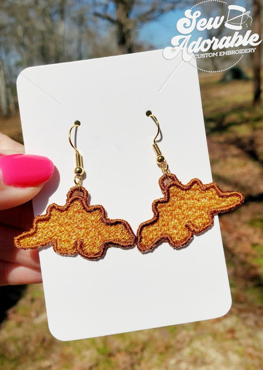 FSL Dino Nuggie Earrings- Digital Design-Machine Embroidery