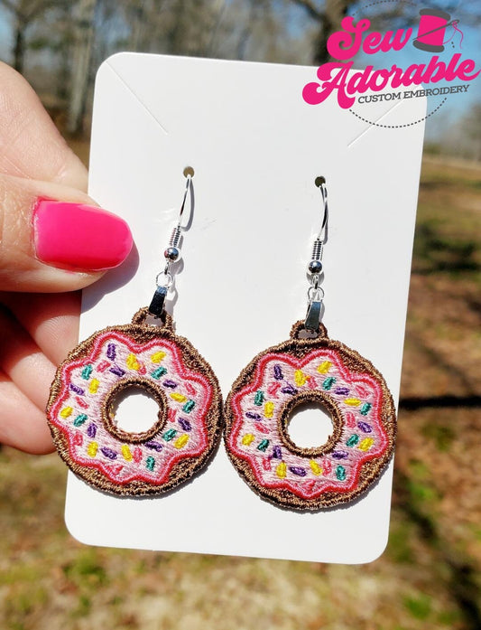 FSL Donut Earrings-Digital Design-Machine Embroidery