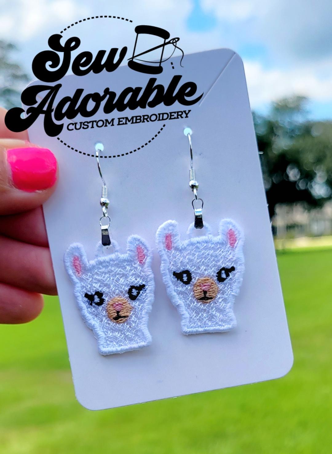 FSL Llama Earrings- Machine Embroidery- Digital Design