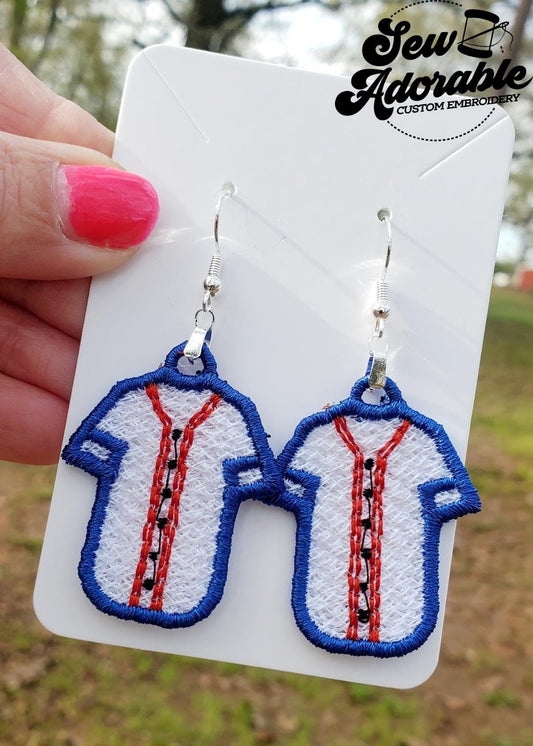 FSL Baseball Jersey Earrings-Digital Download- Machine Embroidery