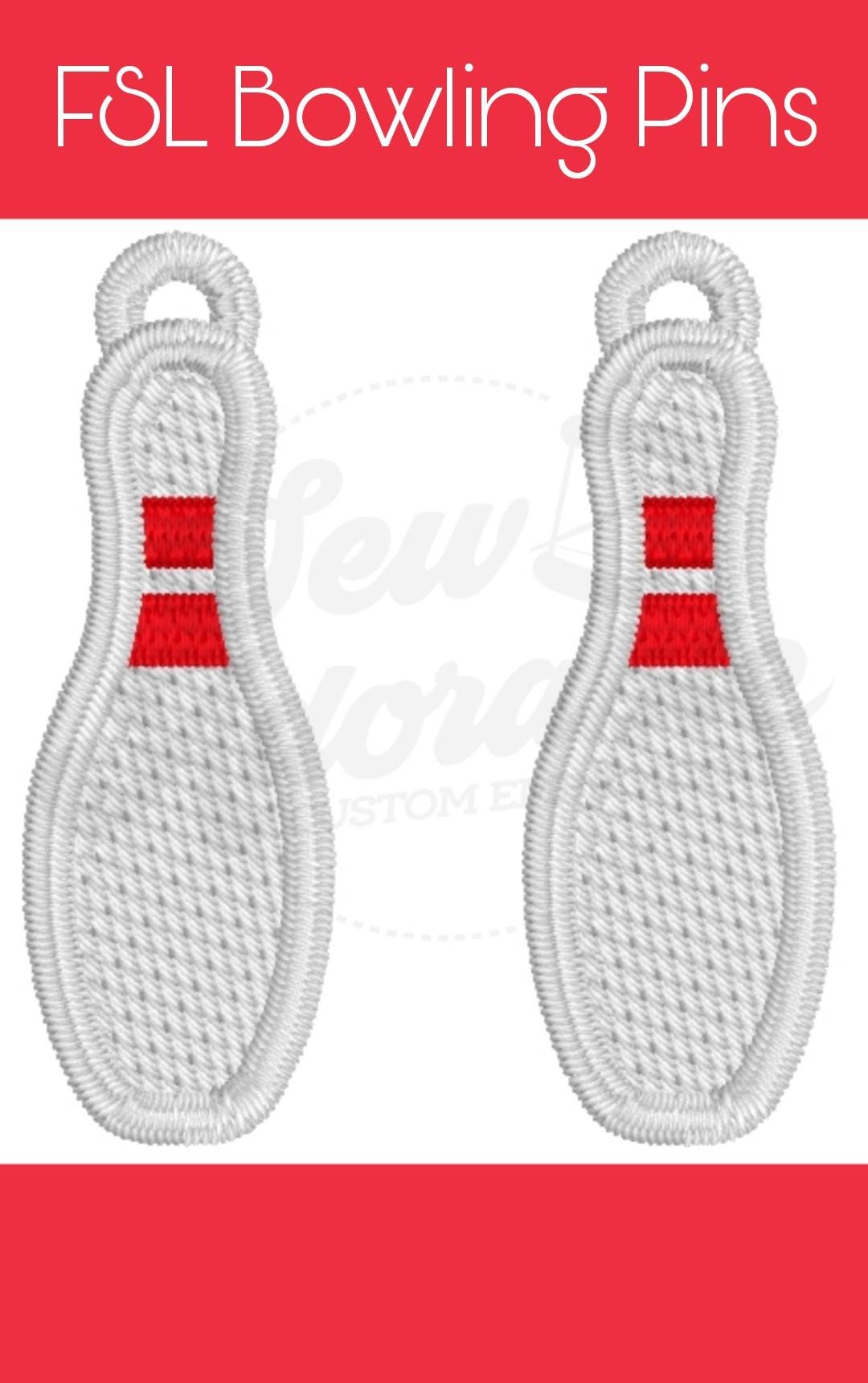 FSL Bowling Pin Earrings - Machine Embroidery - Digital Design - Freestanding Lace