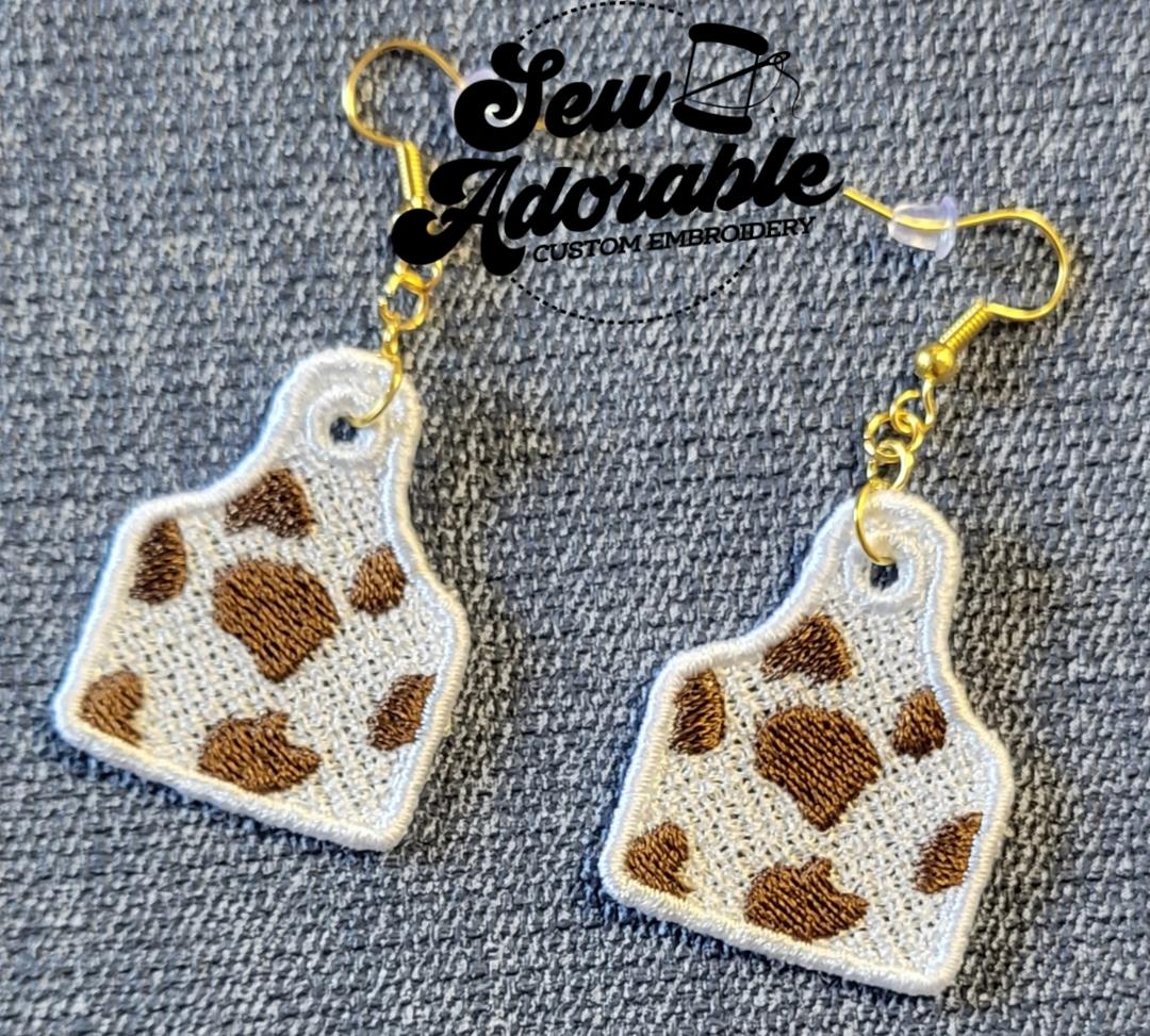FSL Cow Tag Earrings