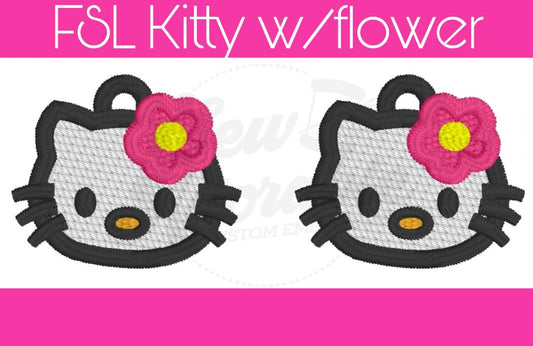 FSL Pretty Kitty Earrings w/Flower