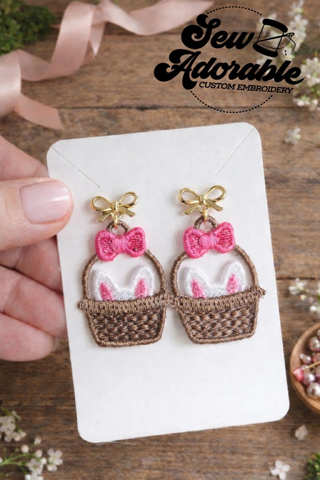 FSL Bunny In Basket Earrings