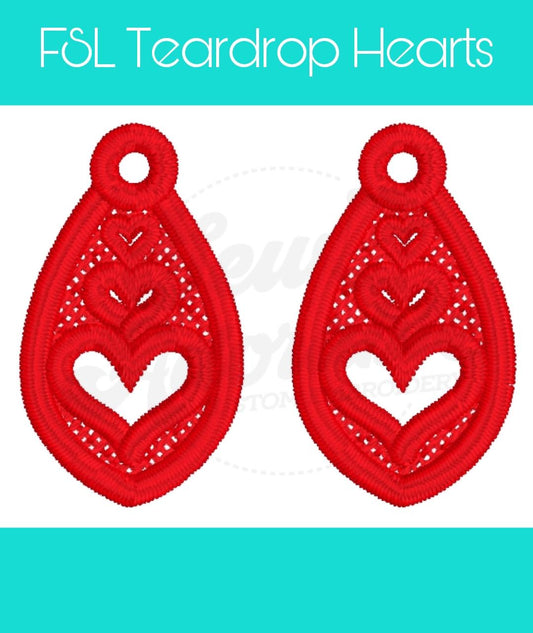 FSL Teardrop Heart Dangle Earrings