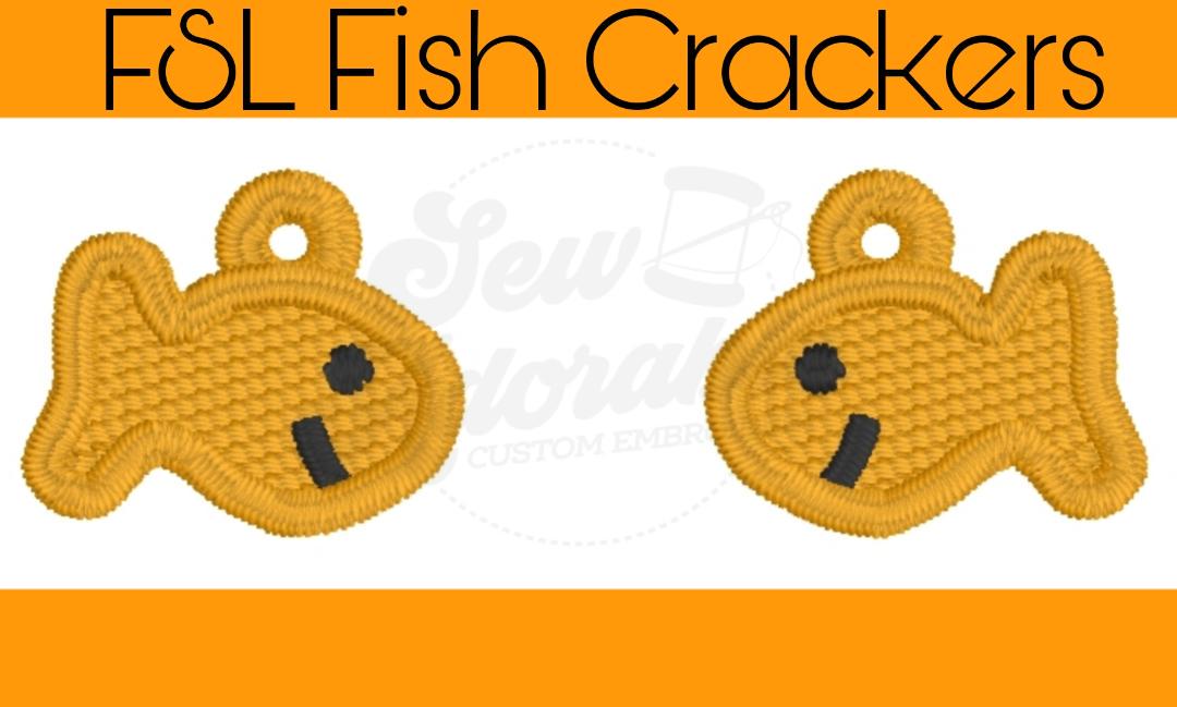 FSL Fish Cracker Earrings - Machine Embroidery - Digital Design - Freestanding Lace