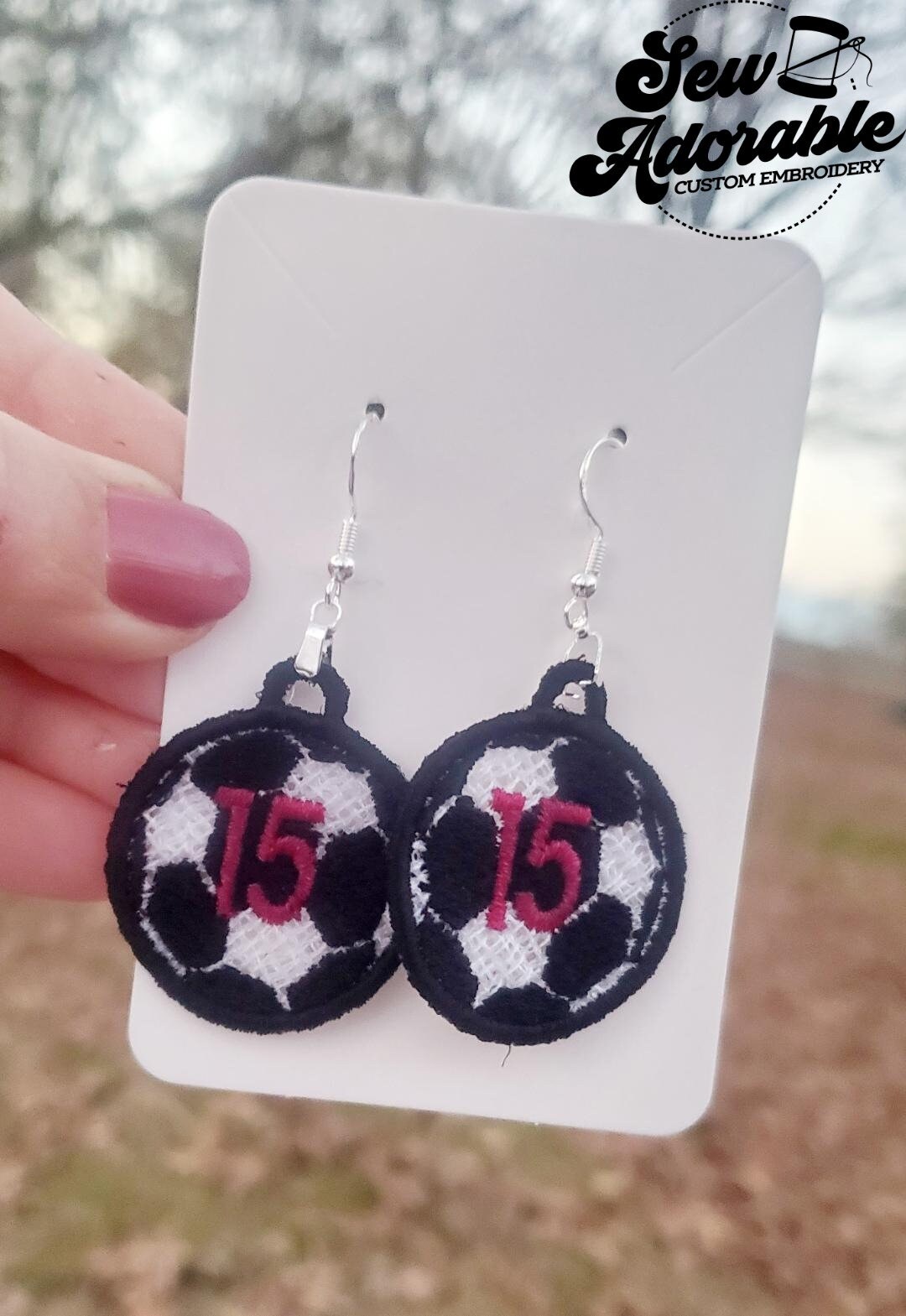 FSL Soccer Ball Earrings-Digital Design-Machine Embroidery