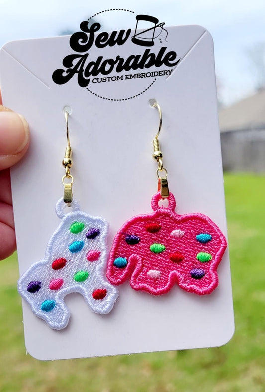 FSL Animal Cookie Earrings - Machine Embroidery - Digital Design - Freestanding Lace