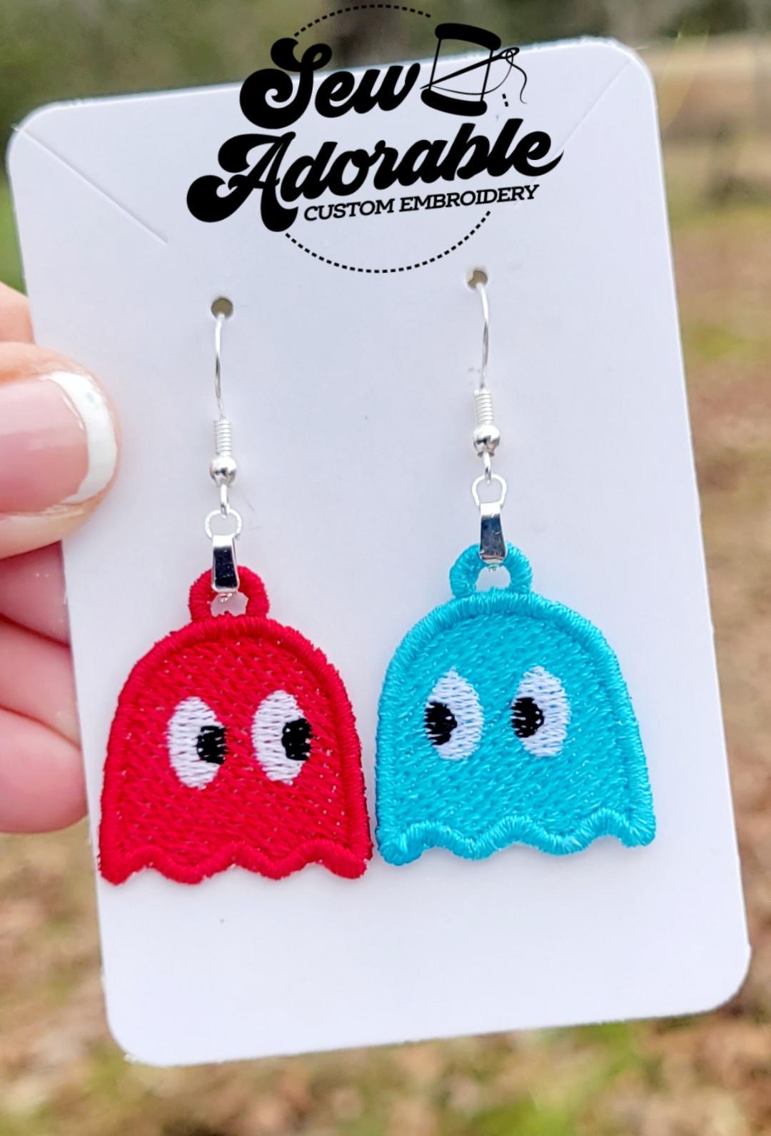 FSL Gamer Series Earrings - Machine Embroidery - Digital Design - Freestanding Lace