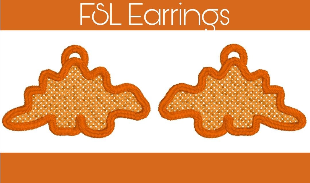 FSL Dino Nuggie Earrings- Digital Design-Machine Embroidery