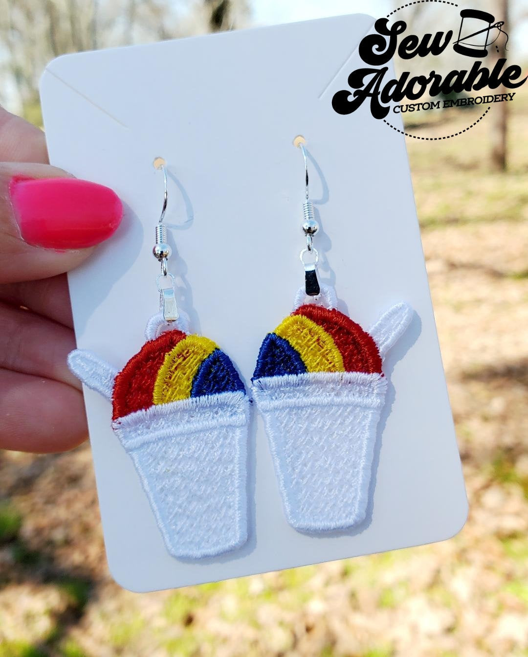 FSL Snowcone Earrings-Digital Design-Machine Embroidery