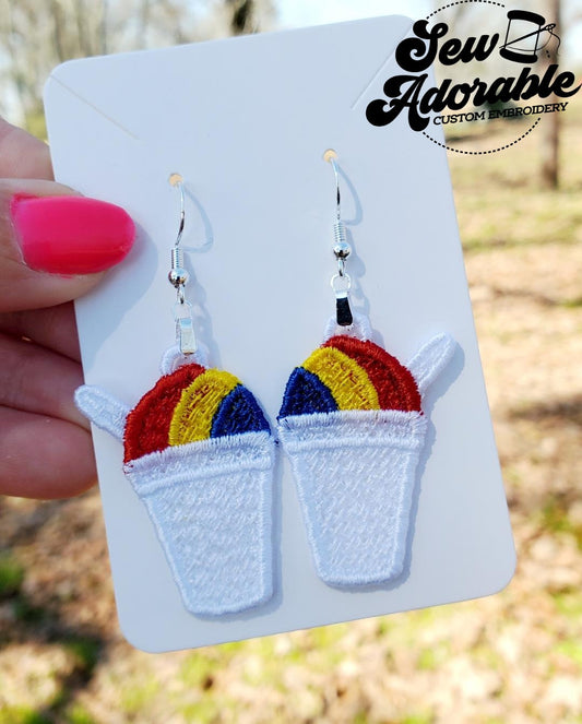 FSL Snowcone Earrings-Digital Design-Machine Embroidery