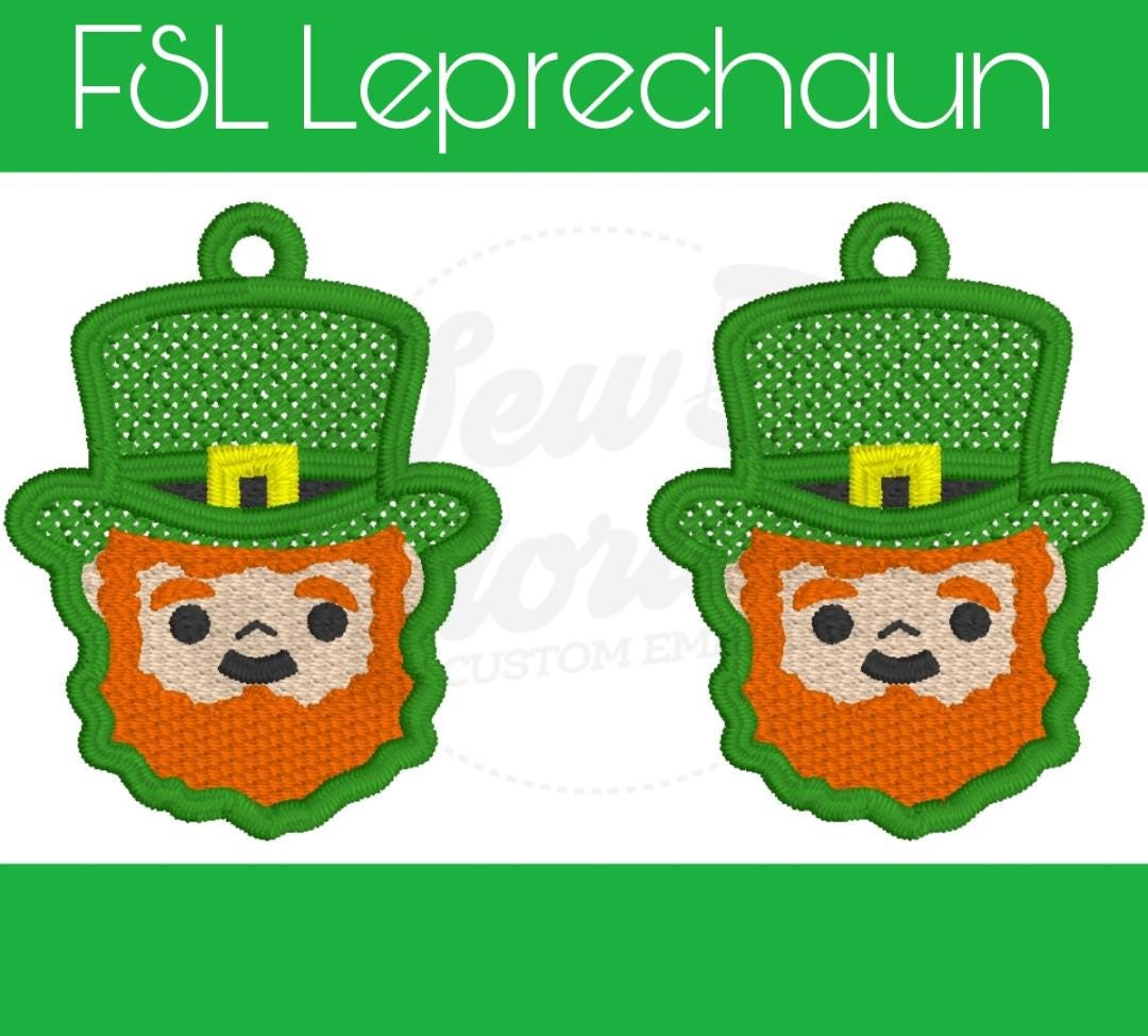 FSL Leprechaun Earrings-Digital Design-Machine Embroidery